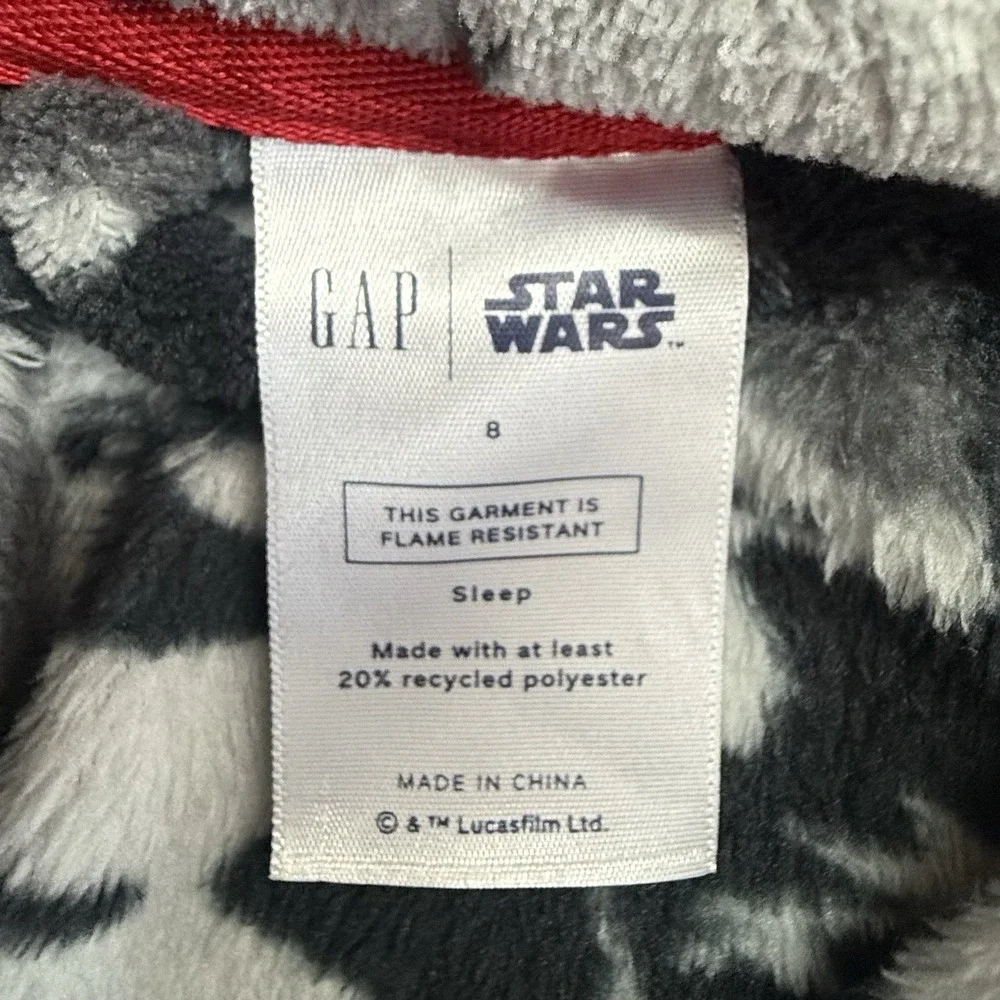 GAP Star Wars Kids Robe Darth Vader Hooded Fleece Belt Sz 8‎ Gray